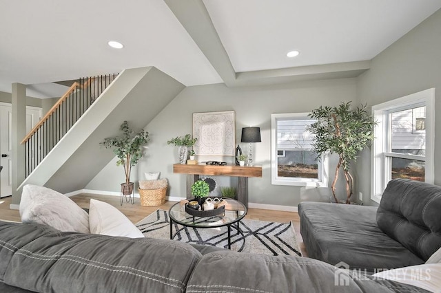 15 Clausen Ln, Sayreville, NJ 08872 - living area featuring stairway, wood finished floors, and recessed lighting