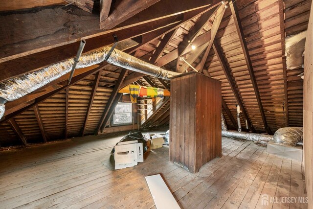 view of unfinished attic