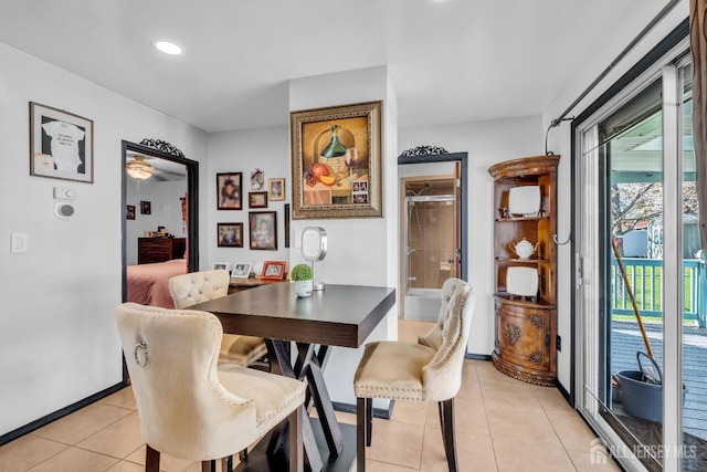 750 Barry Ave, Perth Amboy, NJ 08861 - dining area with recessed lighting, light tile patterned flooring, and baseboards