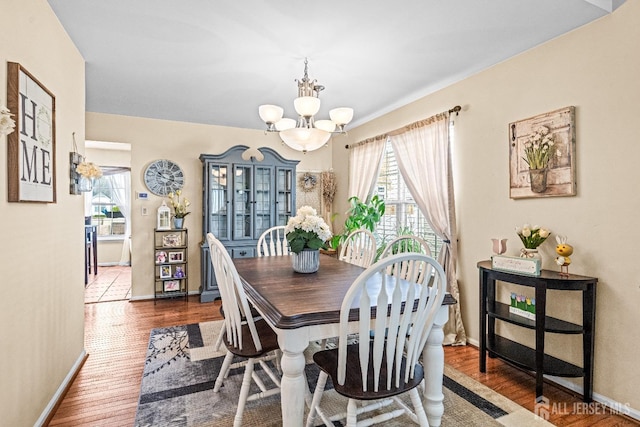 16 Dryden Dr, Burlington Twp, NJ 08016 - dining area with a chandelier, wood finished floors, and baseboards