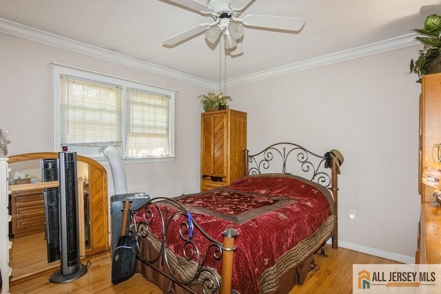 57 Jensen St, East Brunswick, NJ 08816 - bedroom with wood finished floors, crown molding, and a ceiling fan
