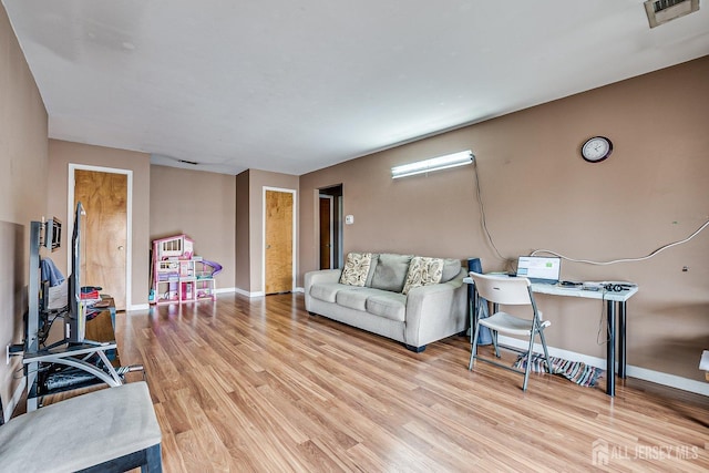 living room featuring light hardwood / wood-style flooring