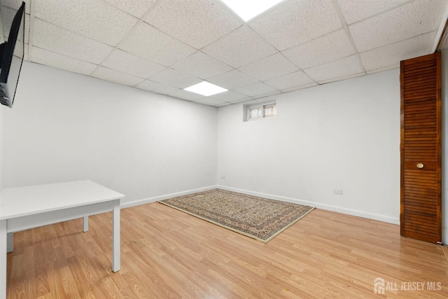 2291 Morrison Ave, Union Twp, NJ 07083 - basement with wood finished floors, a paneled ceiling, and baseboards