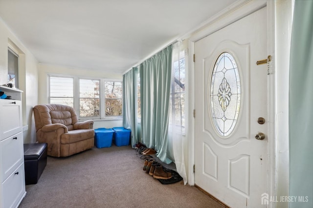 entrance foyer featuring carpet