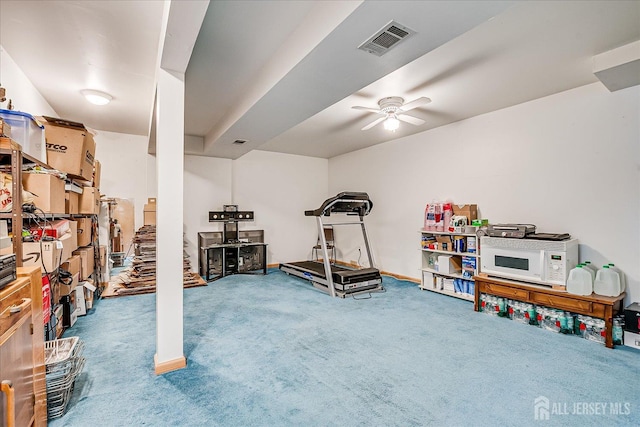 115 Broadway Ave, Colonia, NJ 07067 - exercise room featuring carpet and ceiling fan