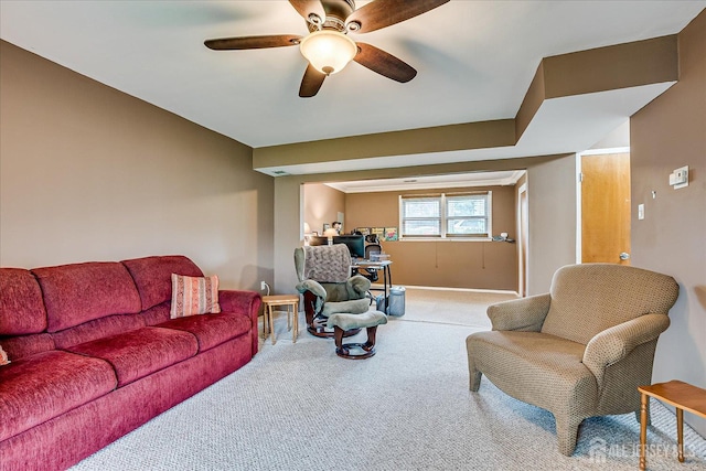 115 Broadway Ave, Colonia, NJ 07067 - carpeted living area with a ceiling fan, baseboards, and a desk