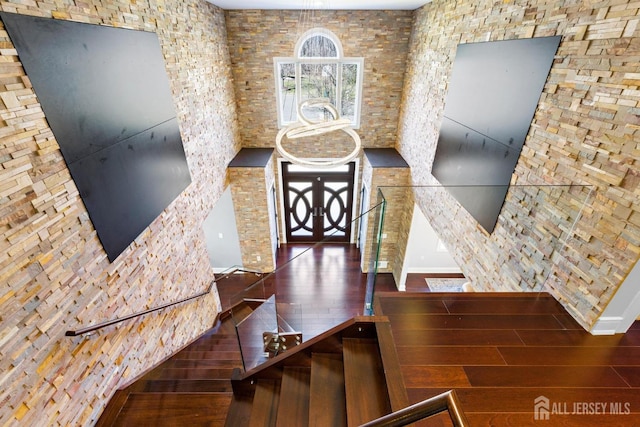 dining space featuring dark wood-type flooring