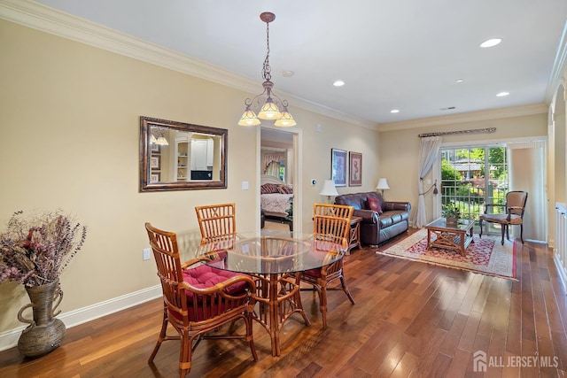 540 Cranbury Rd Unit 105, East Brunswick, NJ 08816 - dining room featuring hardwood / wood-style flooring, baseboards, recessed lighting, and crown molding