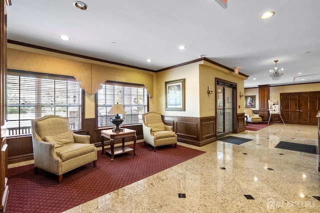 540 Cranbury Rd Unit 105, East Brunswick, NJ 08816 - lobby featuring crown molding, recessed lighting, and a decorative wall