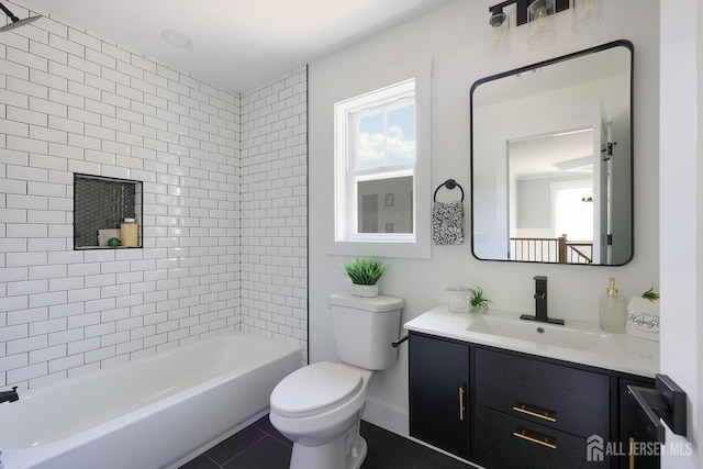 14 Thomasine St, Edison, NJ 08817 - full bath featuring vanity, tile patterned flooring, and washtub / shower combination