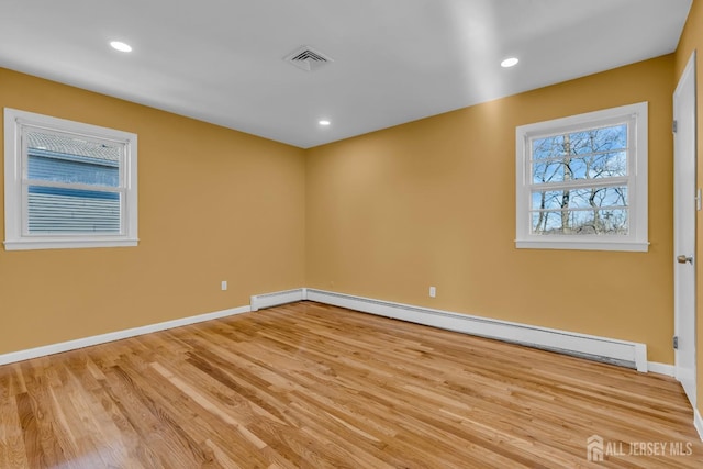14 Ridgeview Rd, Jamesburg, NJ 08831 - unfurnished room with a baseboard radiator, wood finished floors, baseboards, and recessed lighting