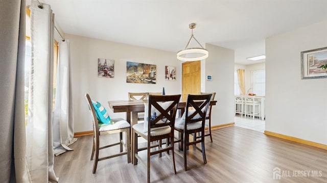 dining space featuring hardwood / wood-style flooring