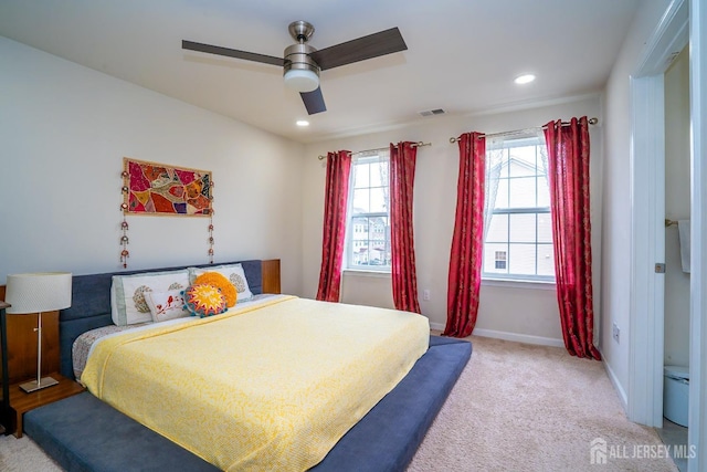 102 Matutina Rd, Monroe, NJ 08831 - bedroom featuring recessed lighting, ceiling fan, and light carpet