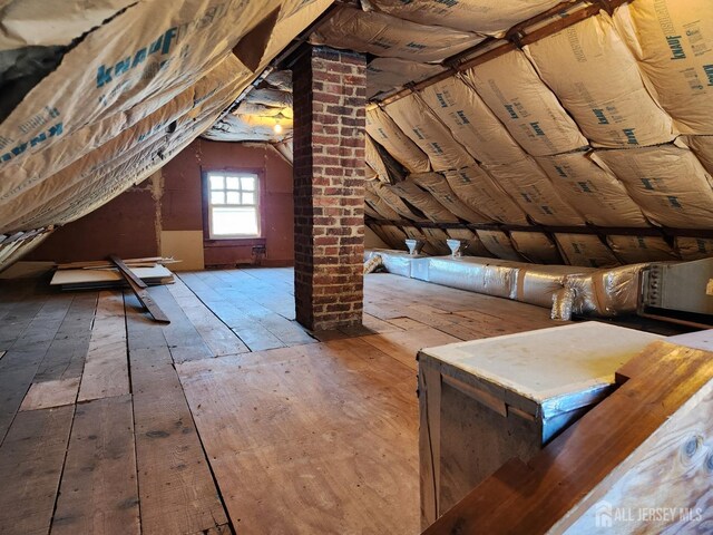 view of unfinished attic