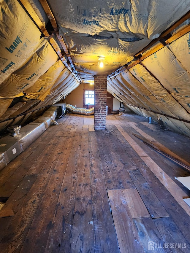 view of unfinished attic