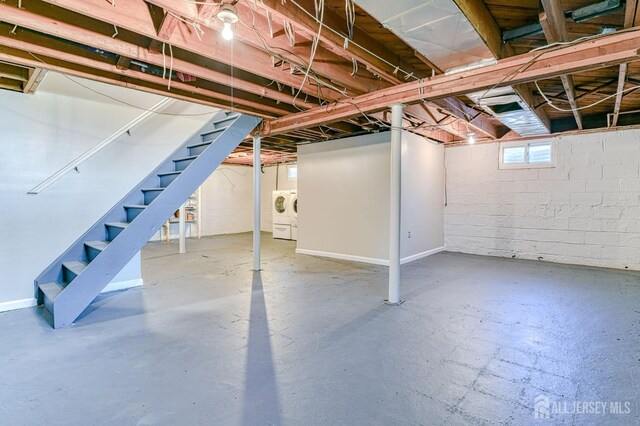 19 W Joffre Ave W, Milltown, NJ 08850 - below grade area featuring washing machine and dryer and stairway