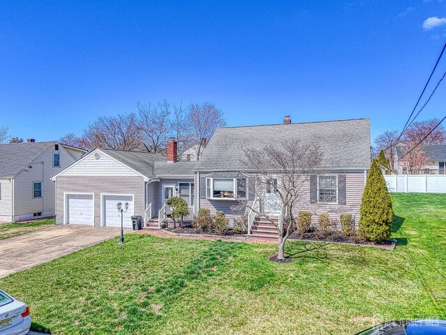 19 W Joffre Ave W, Milltown, NJ 08850 - new england style home featuring a chimney, an attached garage, and concrete driveway