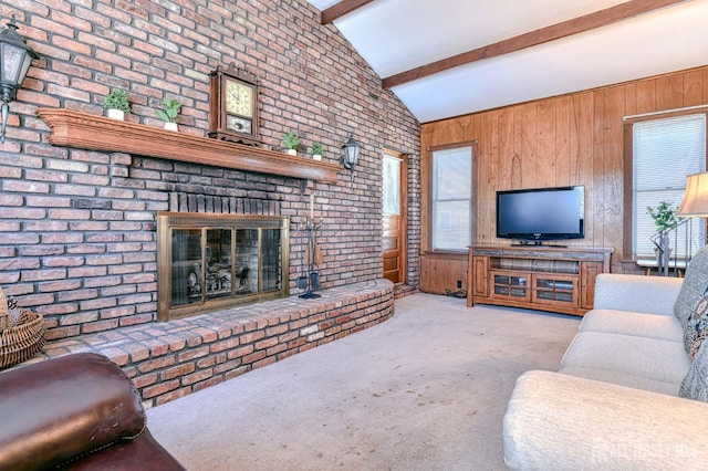 19 W Joffre Ave W, Milltown, NJ 08850 - carpeted living room featuring a fireplace and wooden walls