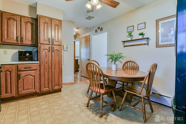 19 W Joffre Ave W, Milltown, NJ 08850 - dining room with ceiling fan and light tile patterned floors
