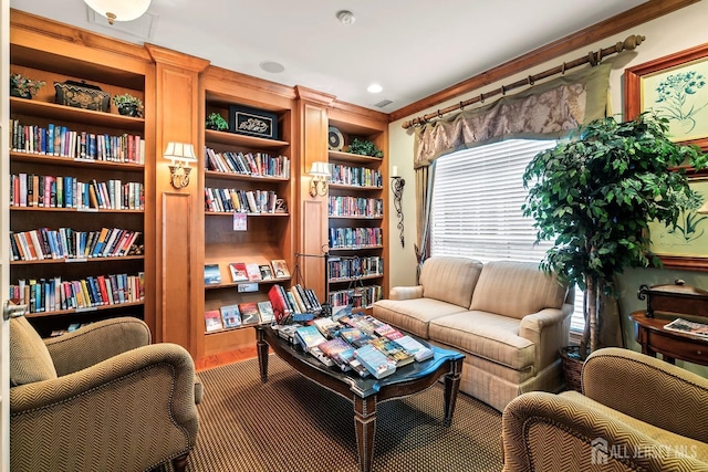 living area featuring visible vents