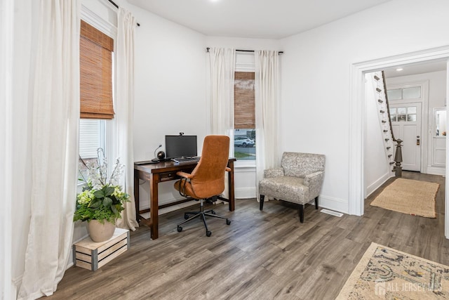 94 2nd St, Keyport, NJ 07735 - office area featuring wood finished floors, plenty of natural light, and baseboards