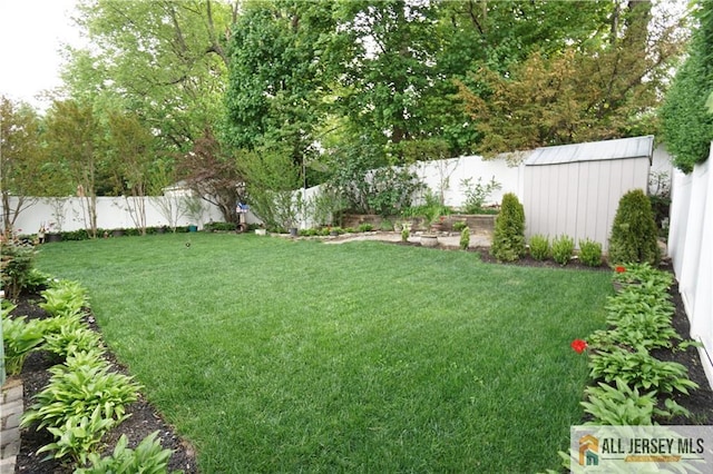 view of yard with a shed and an outdoor structure
