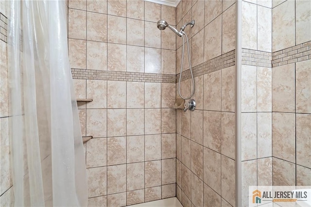 bathroom with a shower with curtain