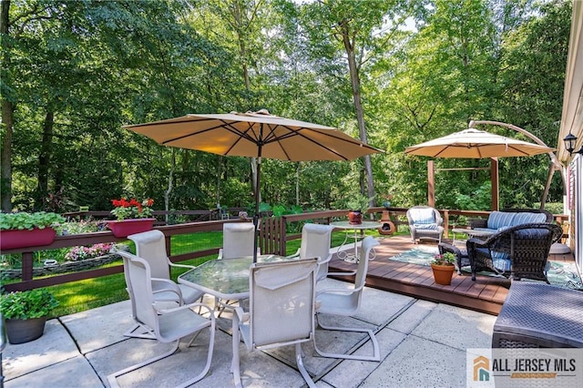 view of patio with a wooden deck