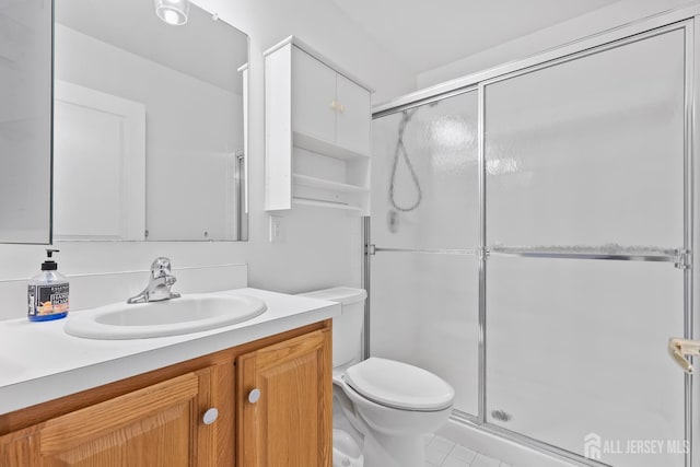 334 Waterside Blvd, Monroe, NJ 08831 - bathroom with vanity, a stall shower, and tile patterned floors