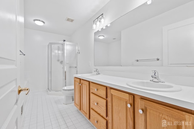 334 Waterside Blvd, Monroe, NJ 08831 - bathroom featuring tile patterned flooring, a stall shower, and double vanity