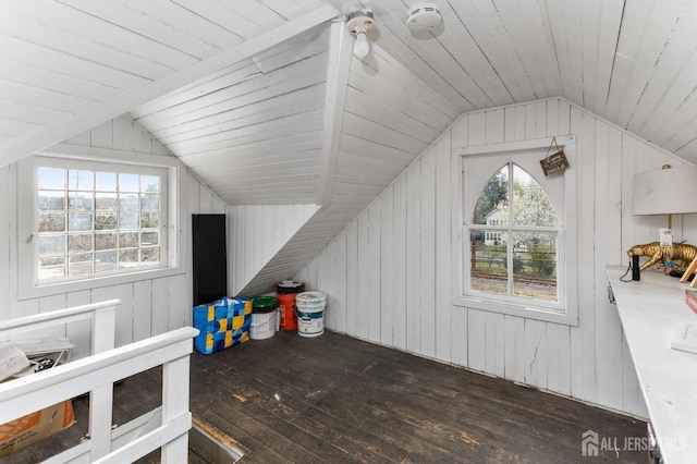 92 Main St, Helmetta, NJ 08828 - bonus room featuring vaulted ceiling, wood-type flooring, healthy amount of natural light, wooden walls, and wooden ceiling
