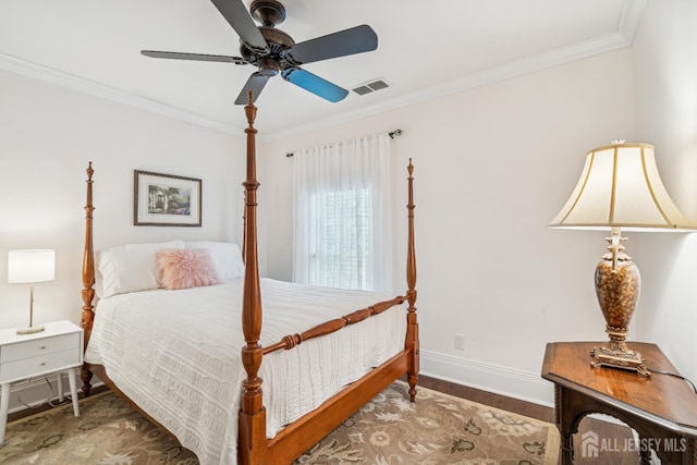59 S Main St, Cranbury, NJ 08512 - bedroom with crown molding, wood finished floors, and ceiling fan