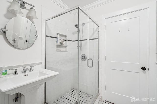 59 S Main St, Cranbury, NJ 08512 - bathroom featuring a shower stall and a sink