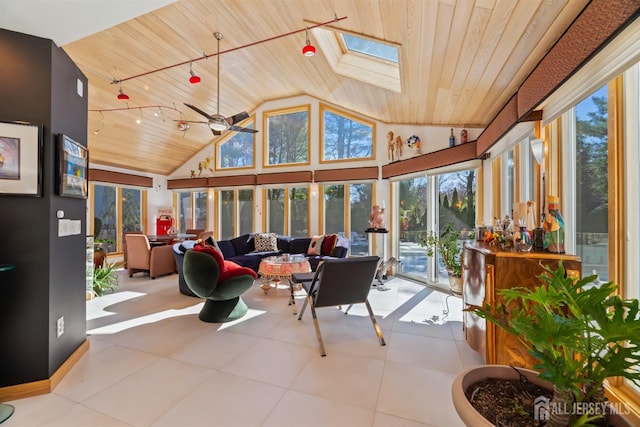 7 Leighton Dr, East Brunswick, NJ 08816 - sunroom / solarium with wood ceiling, high vaulted ceiling, and a skylight