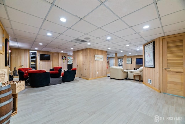 7 Leighton Dr, East Brunswick, NJ 08816 - living room featuring recessed lighting, visible vents, and a drop ceiling