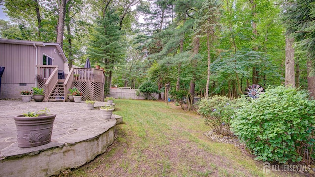 15 Timber Rd, East Brunswick, NJ 08816 - view of yard featuring stairs, a deck, and a patio