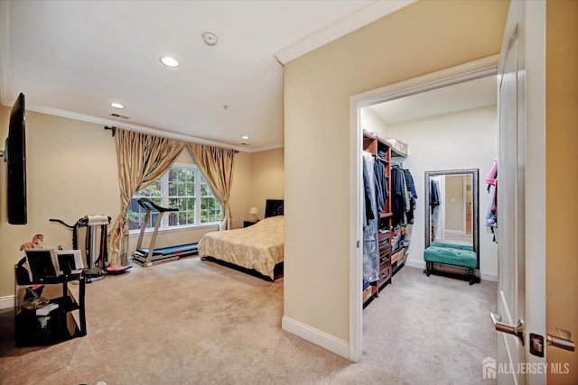 7102 Falston Cir, Old Bridge, NJ 08857 - bedroom featuring carpet flooring, ornamental molding, recessed lighting, and a spacious closet