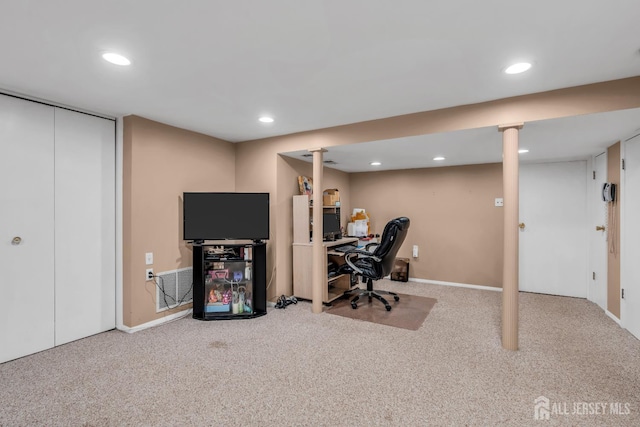 11 Diana Ct, East Brunswick, NJ 08816 - home office with carpet, recessed lighting, and baseboards