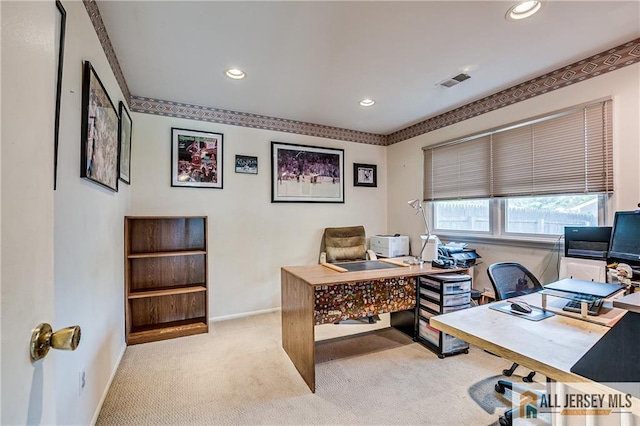 13 Harper Rd, South Brunswick, NJ 08852 - office with light colored carpet, recessed lighting, and baseboards