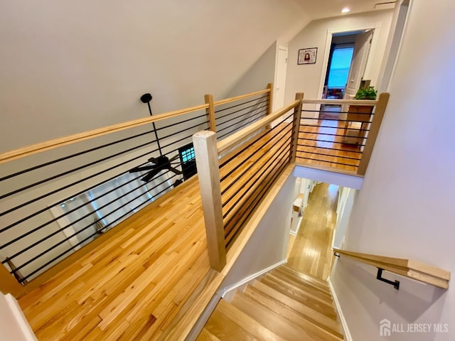 22 E Zoller Rd, East Brunswick, NJ 08816 - staircase featuring wood finished floors and lofted ceiling