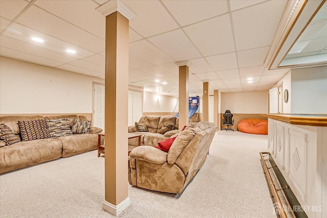 74 Gates Rd, Franklin, NJ 08873 - living room featuring carpet flooring, recessed lighting, and a drop ceiling