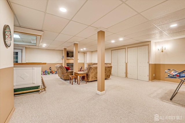74 Gates Rd, Franklin, NJ 08873 - interior space featuring baseboards, carpet, recessed lighting, and a paneled ceiling