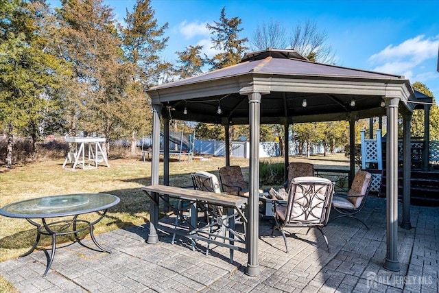 74 Gates Rd, Franklin, NJ 08873 - view of patio with a gazebo and fence
