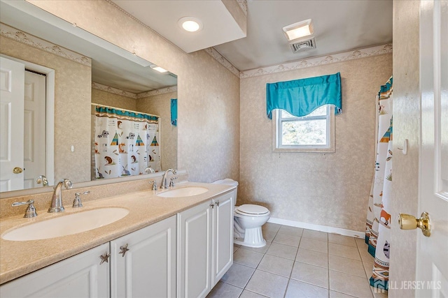 74 Gates Rd, Franklin, NJ 08873 - full bath featuring a sink, tile patterned floors, toilet, and visible vents