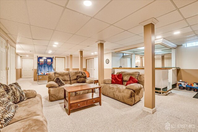 74 Gates Rd, Franklin, NJ 08873 - carpeted living room with a paneled ceiling and recessed lighting