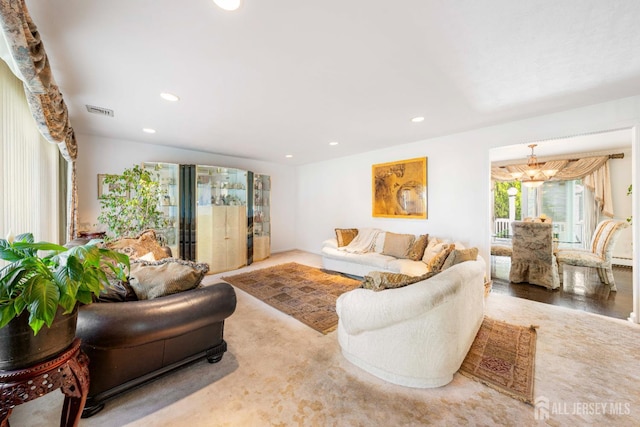 15 E Grant Ave, Colonia, NJ 07067 - living room featuring recessed lighting and a chandelier