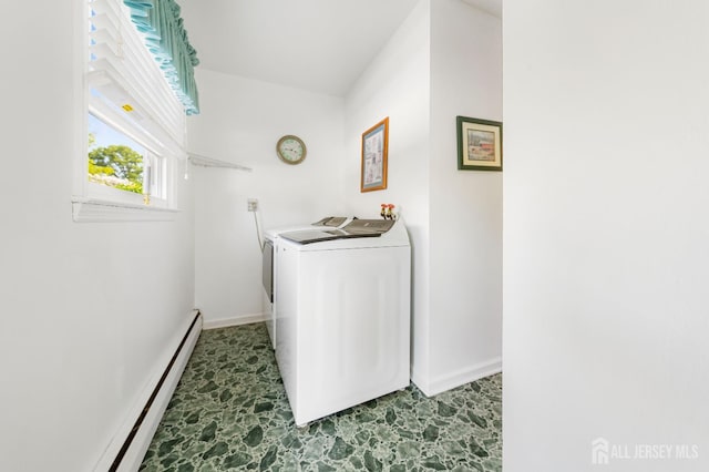 15 E Grant Ave, Colonia, NJ 07067 - laundry area with washing machine and clothes dryer and a baseboard heating unit
