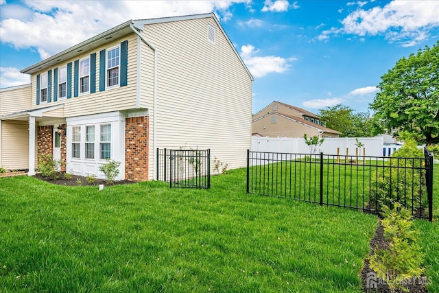 view of side of property with brick siding