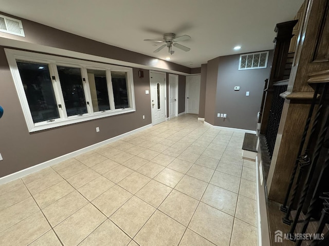860 Barry Ave, Perth Amboy, NJ 08861 - unfurnished living room with ceiling fan, light tile patterned floors, and recessed lighting