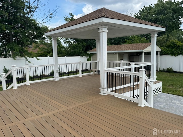 860 Barry Ave, Perth Amboy, NJ 08861 - deck featuring a fenced backyard and a gazebo